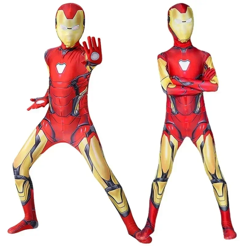 2025 Anime Iron Man Cosplay Kostuum Superheld Iron Man Jongens Meisjes Jumpsuit Mantel Outfit Halloween Carnaval Kostuums Jumpsuits - afbeelding 2