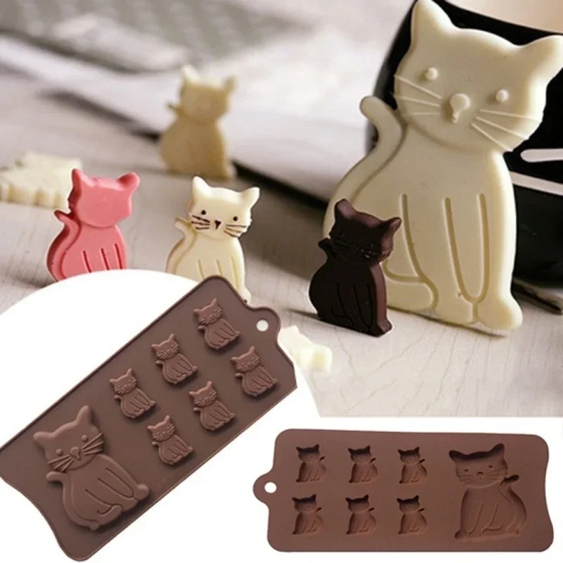 1 szt. Forma do ciasta kota silikonowa 3D kotek herbatniki kremówka ręcznie robione narzędzia do pieczenia glina żywiczna forma do cukierków czekoladowych — zdjęcie 2