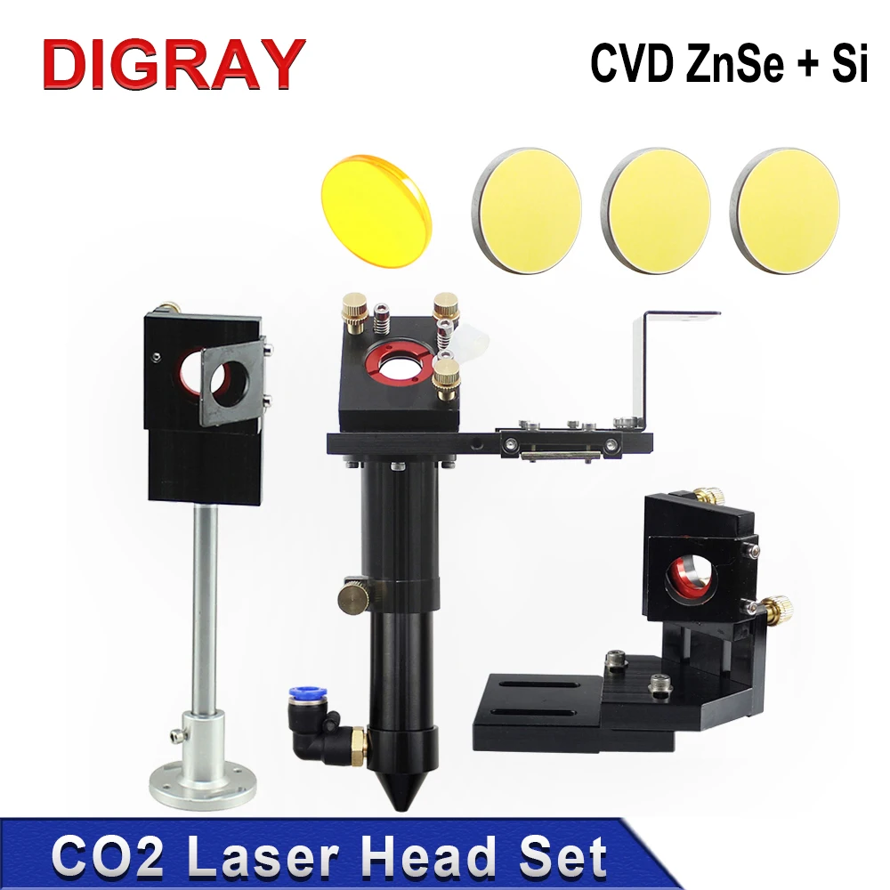 DIGRAY CO2 Laser Head Set E Series With Lens Diameter 20mm FL50.8 & 63.5mm Mirror 25mm for Laser Engraving Cutting Machine