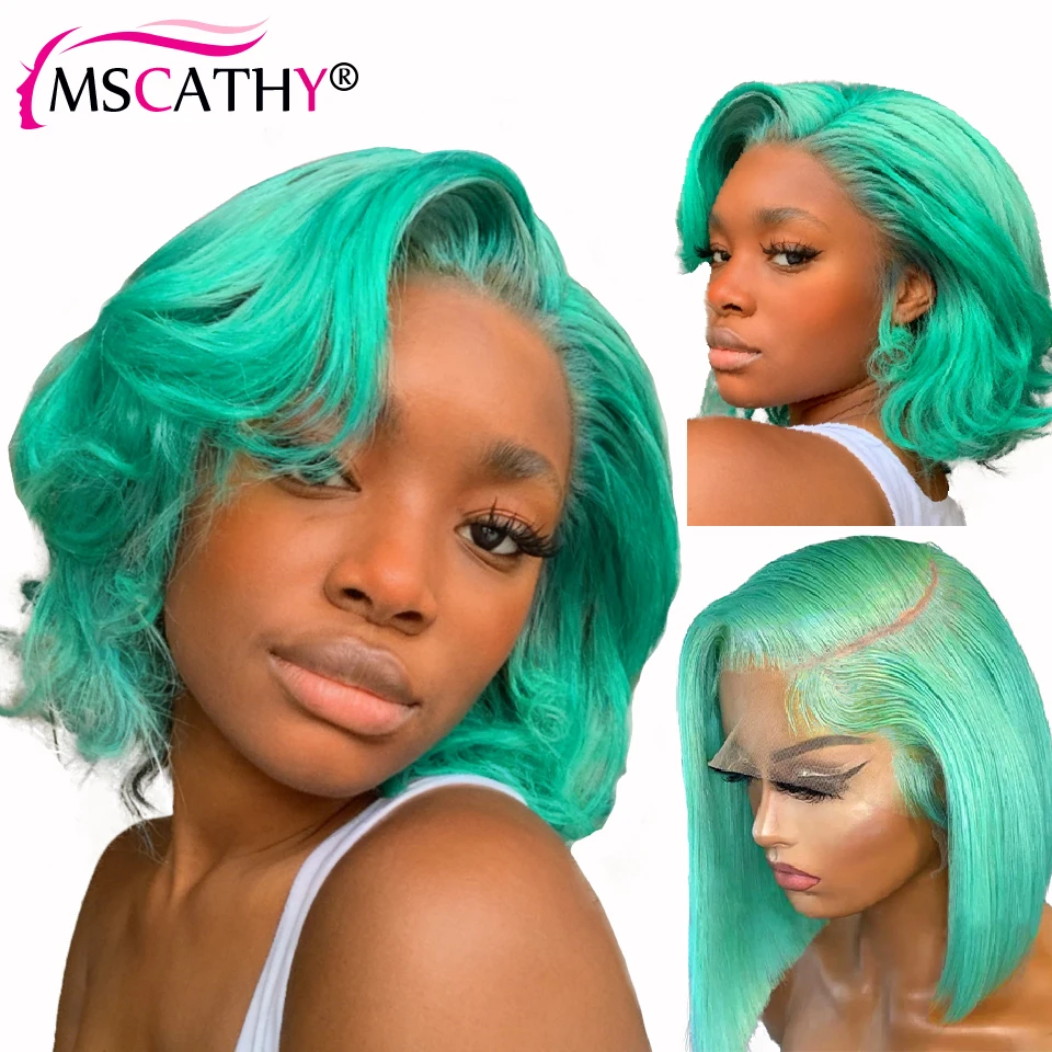 perruque-bob-lace-frontal-wig-naturelle-bresilienne-remy-cheveux-courts-vert-menthe-sans-colle-13x4-hd-transparente-pre-plucked-pour-femmes