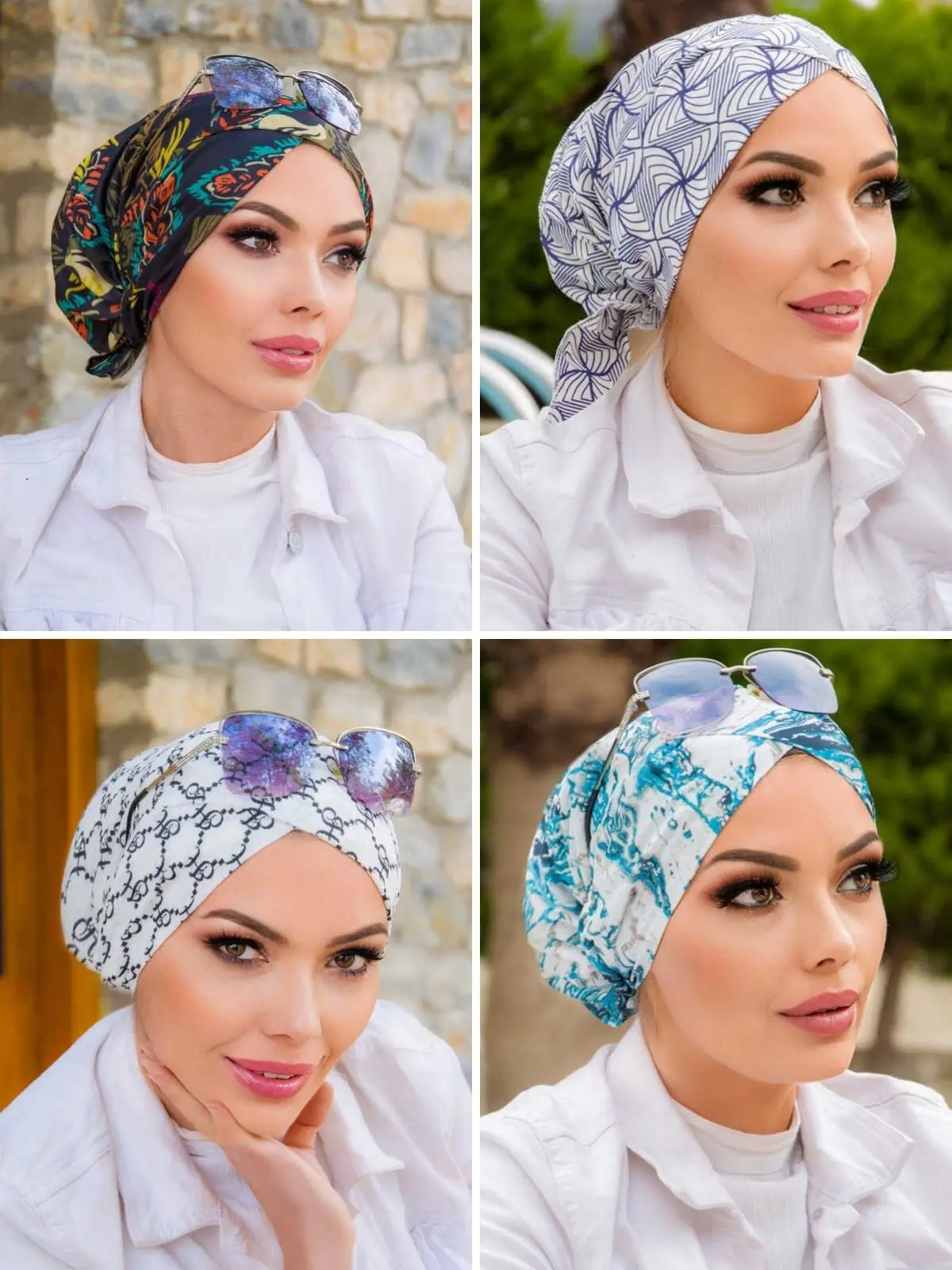 Cross Bonnets, Patterned Bonnet Muslim Fashion Shawl Casual Bonnet Summer Clothing Muslim Woman