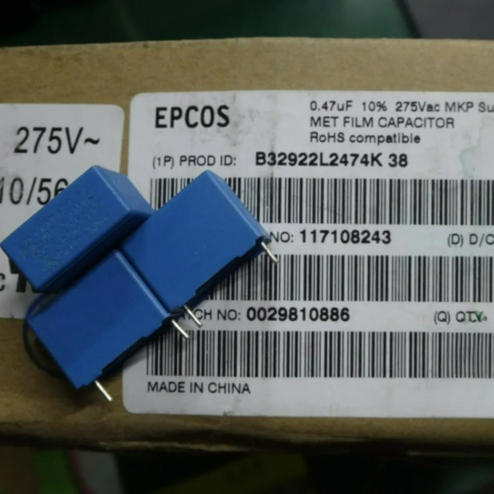10pcs/lot EPCOS 0.47uf 275vAC 470nf u47 474 K Brand New 15mm Film Capacitor (Thickness: 9mm) B32922L2474K
