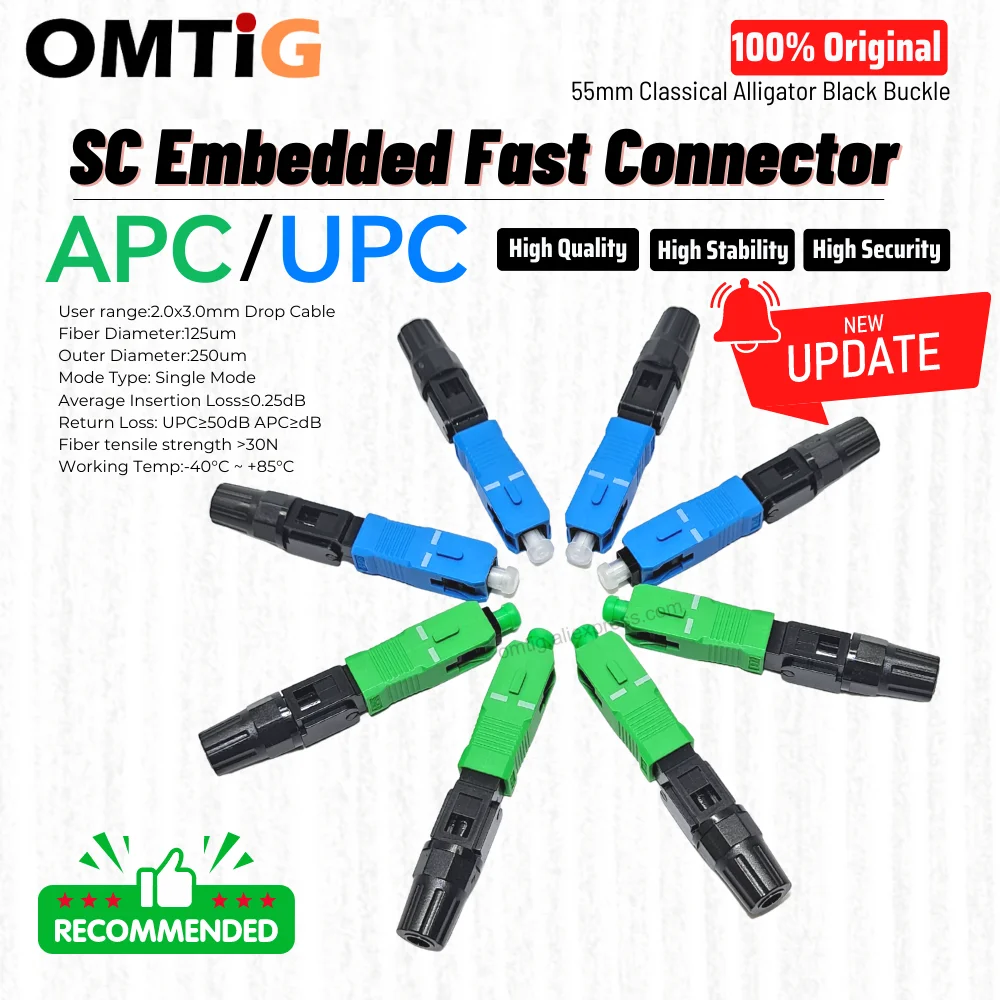 

OMTiG Fiber Optic 200PCS SC UPC APC Fast Connector Field Assembly SM FTTH Embedded Cold Connector Quick Free Shipping