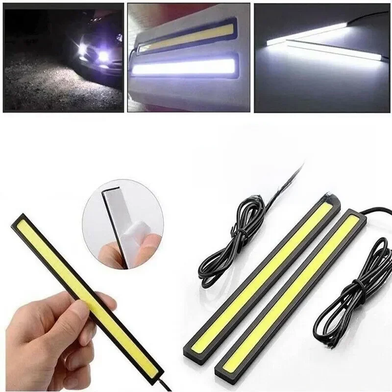 2 pièces 17cm universel étanche feux de jour COB antibrouillard style de voiture Led lumière du jour DRL lampe antibrouillard barre lampe bande lumières