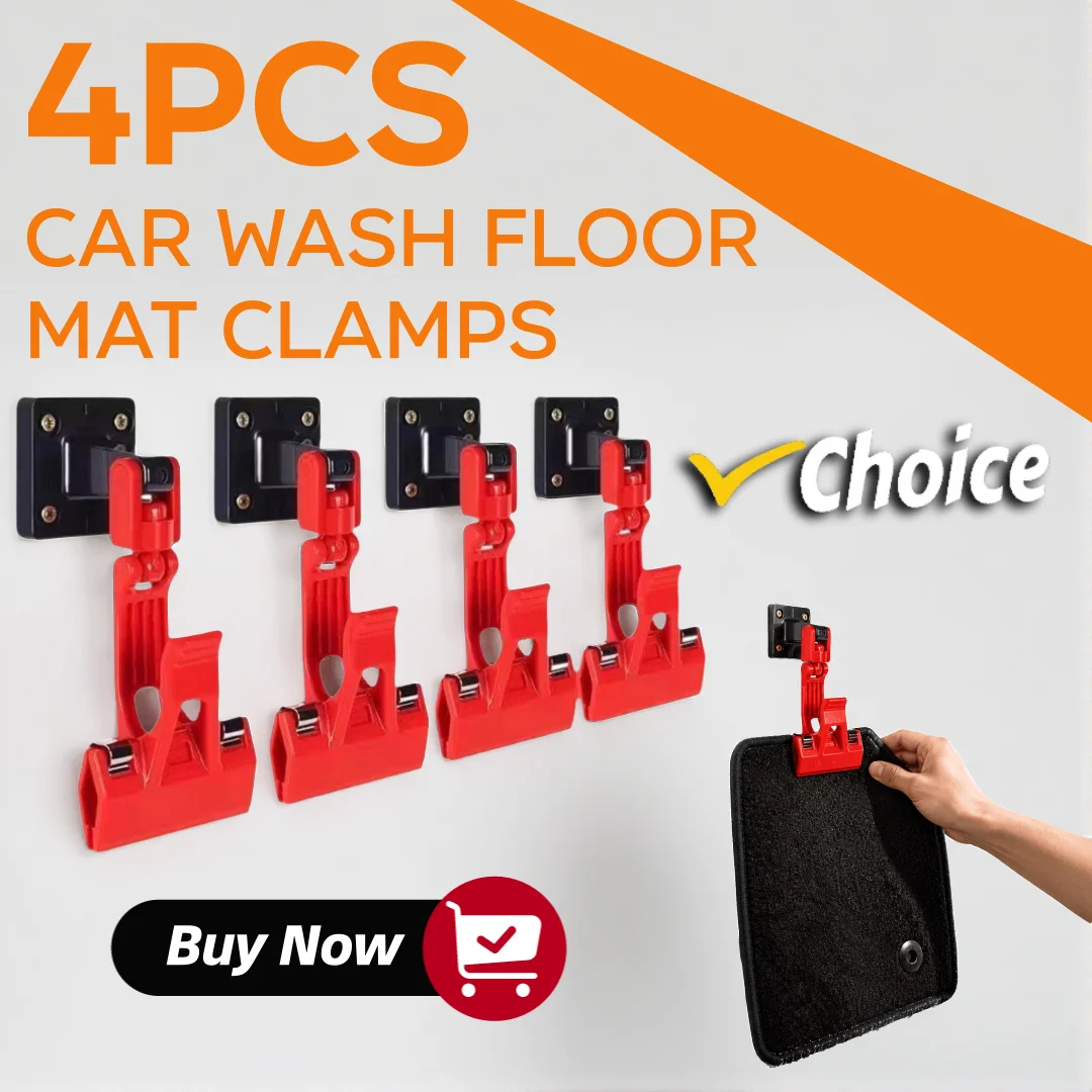 Car Wash Clamps, Cleaning Car Floor Mats Rug, Swivel Wall Clips Detailing & Drying Mats Hands-Free, Non-Slip Easy Mounting