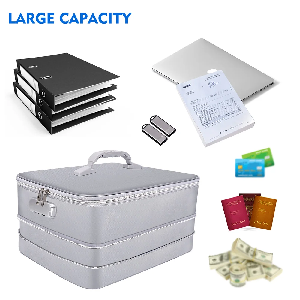 Fireproof and waterproof storage box for important documents, foldable storage box suitable for schools, homes, and offices
