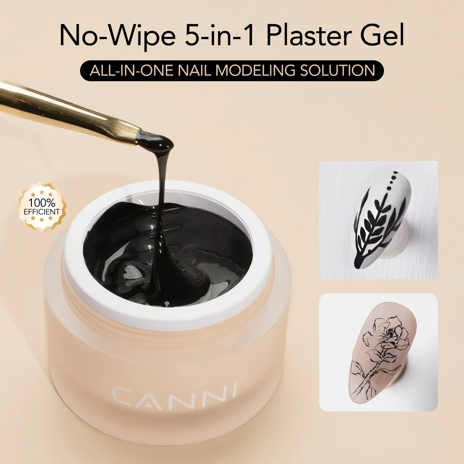 CANNI 10g No-Wipe 5-in-1 Plaster Gel HEMA TPO FREI Nail Art Funktionsgel Weiß Schwarz Nagellack Reliefmuster DIY Maniküre – Detail 13