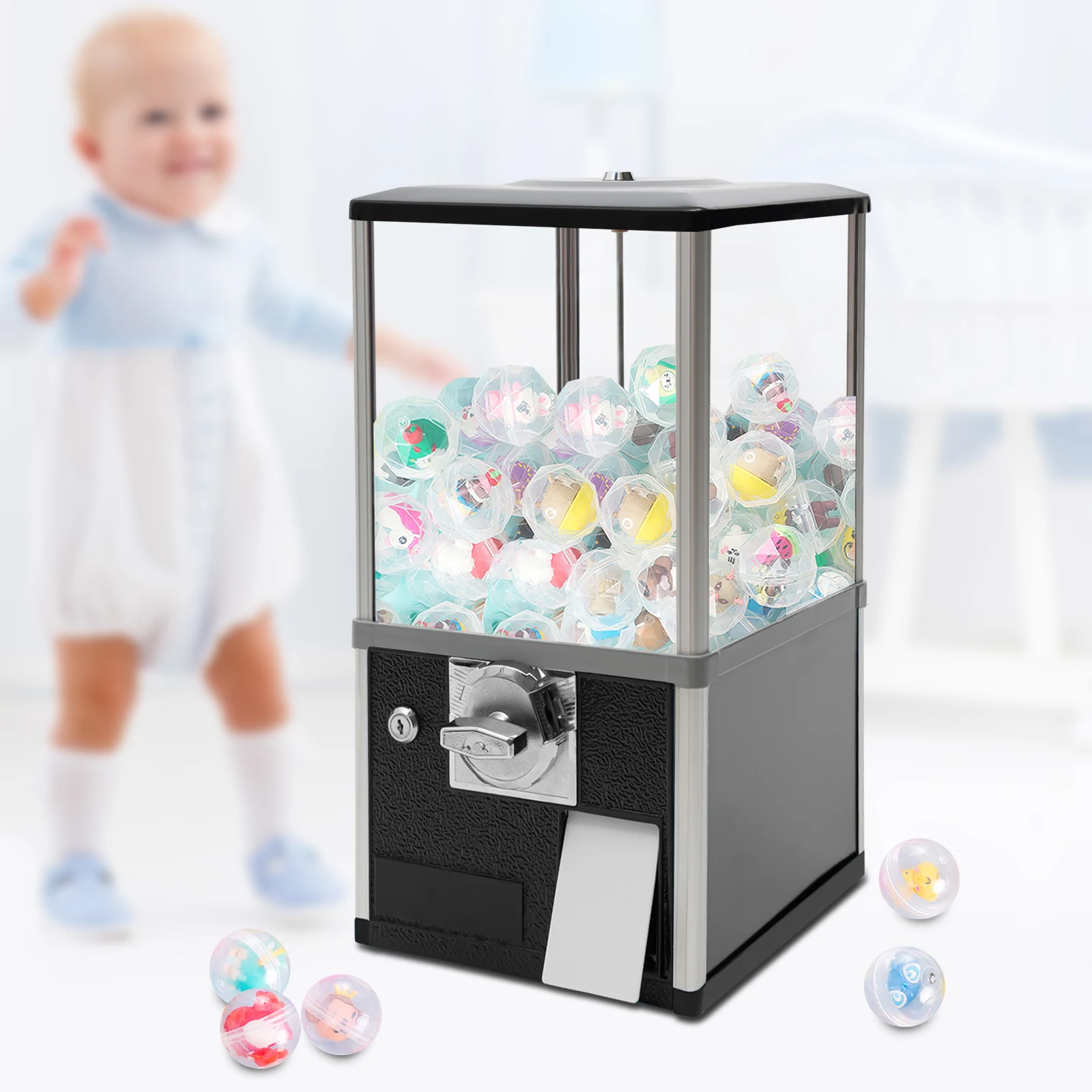 

25-cent Vending Machines, Big Capsule Vending Machine, Commercial Vending Machine, Gumball Machine for Kids Clear Window