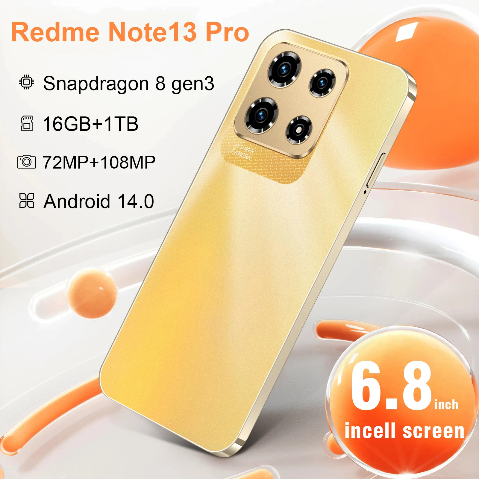 Redme Note 13 Pro Smartphone Original Mobile Phones Deals 7.3 inch Full Screen 4G 5G Cell Phone 8000mAh Brand New Phones Global