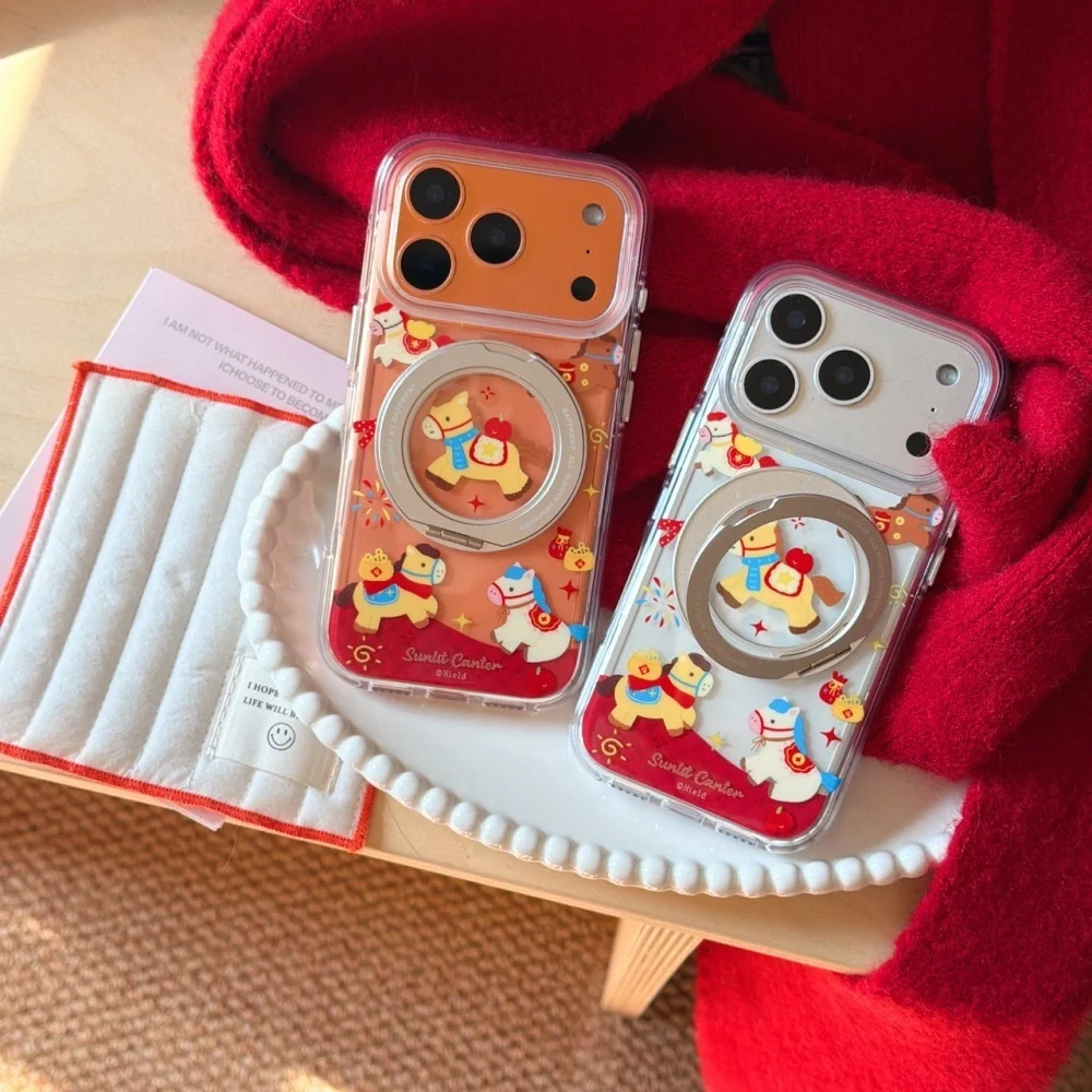 

Милый красочный чехол-подставка для телефона с пони для iPhone 17 16 ProMax 16 15 Pro fundas, новый модный противоударный защитный чехол для 15 fundas