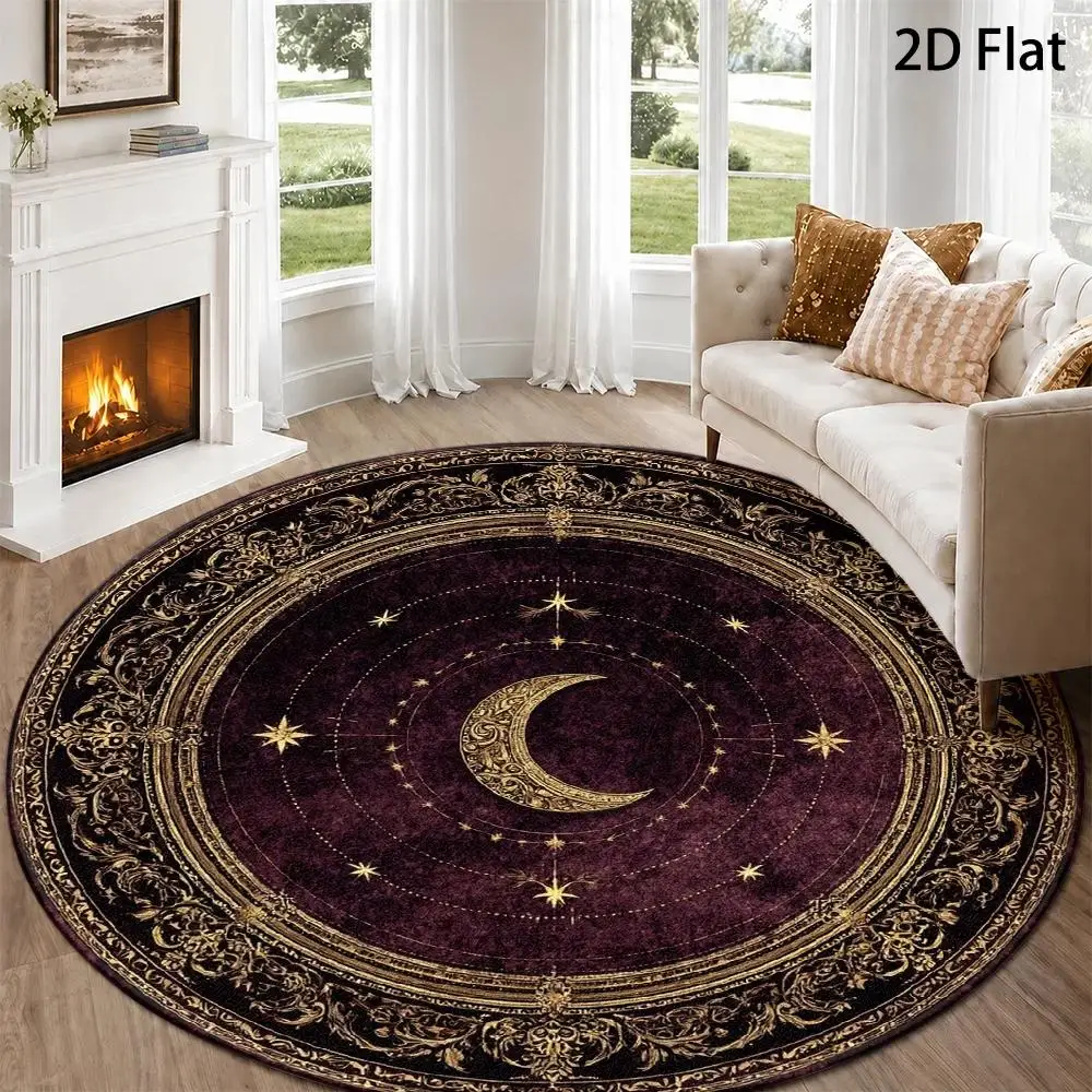 2D Flat,Celestial Moon & Stars Astrological with Vintage Ornate Design, Jumbo Size Suitable for Office Desk,, Bedroom, Entryway