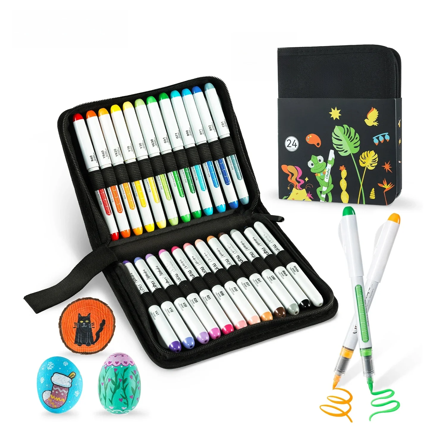 Ohuhu Nahuku Direct-inkt acryl markers Acrylverf markers Directe vloeistof Flexibele borstelpunt Hoge opaciteit verfpennen Lichtecht - afbeelding 2