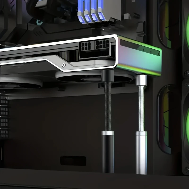 

1 aluminum alloy adjustable telescopic rotating graphics card holder, anti bending magnetic suction bottom graphics card holder