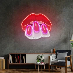 Sexy Hands on Lips Neon Sign Pop Art Bar Pub Beauty Salon Bedroom Decor Art Gift