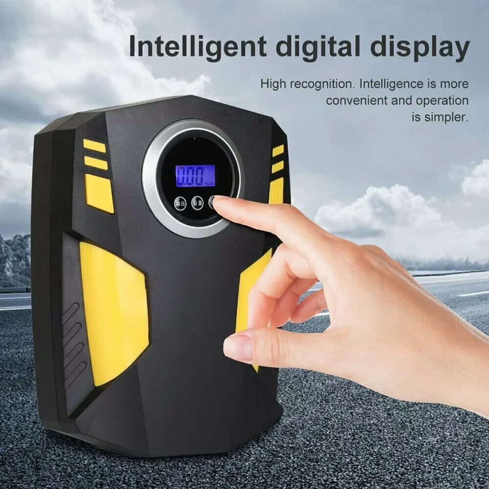 Digitaler Autoreifenfüller mit Display, tragbarer 12V DC-Luftkompressor mit LED-Licht – Detail 3