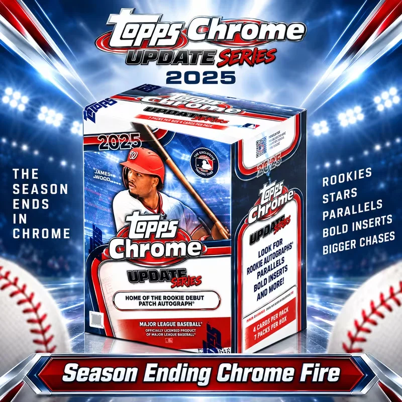 2025 Topps Chrome Update Series Baseball Blaster Box 7 Packs 28 Cards MLB Baseball Cards Retail Exclusive Refractor Parallels