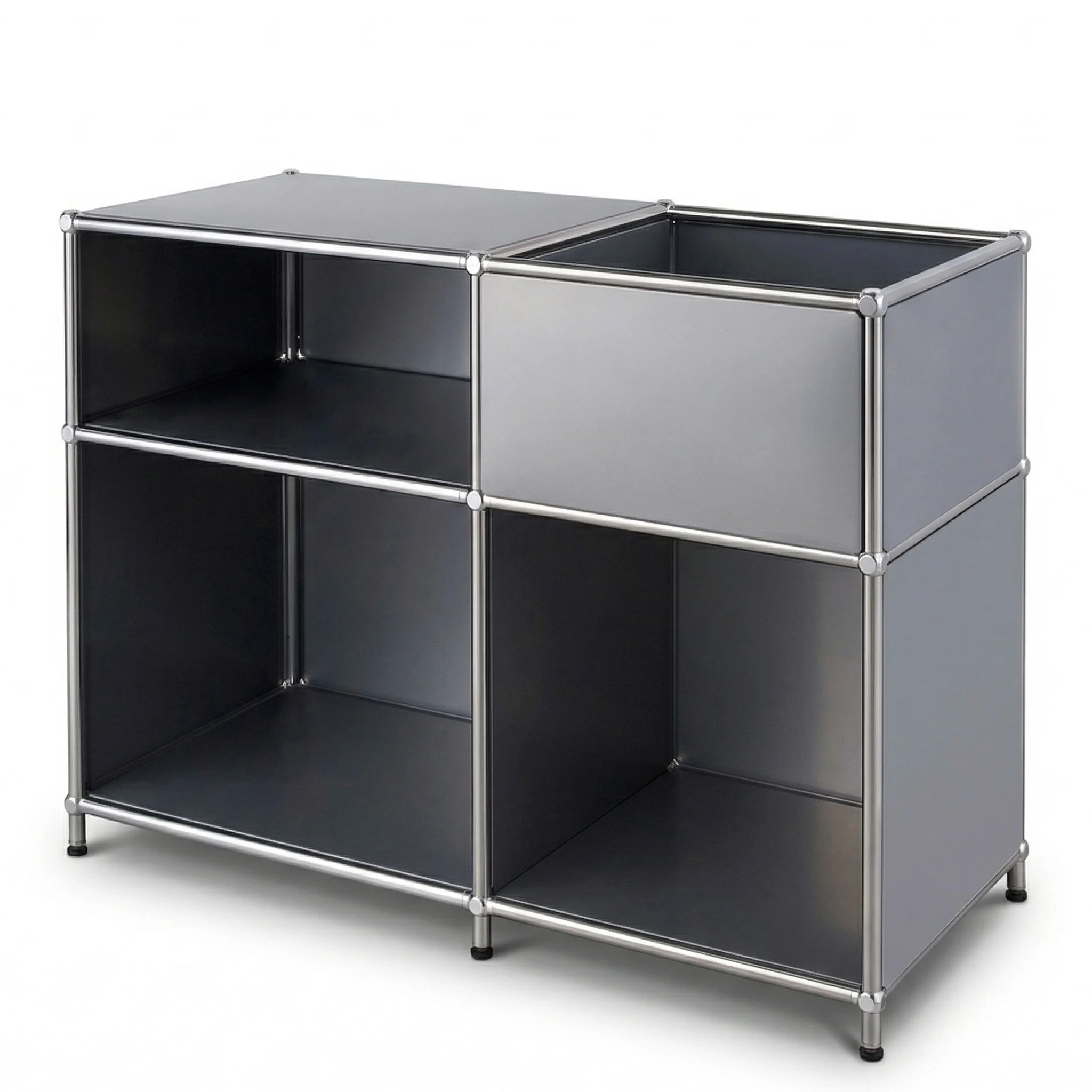 Floordirekt Metallregal Concept Epure MK 030 - Standregal Sideboard mit 3 Ablagen für Wohnzimmer Büro und Flur