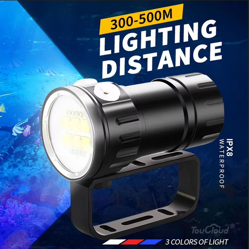 Professional Underwater Photography Light 27 LED Highlight Lamp 20000Lumens Diving Flashlight 100M Waterproof Video Camera torch