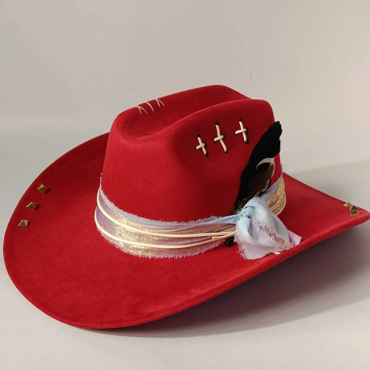 

Suede vintage Western cowboy hat men's gentleman's fedora Panama hat women's cowboy hat fashionable punk style sombrero hombre