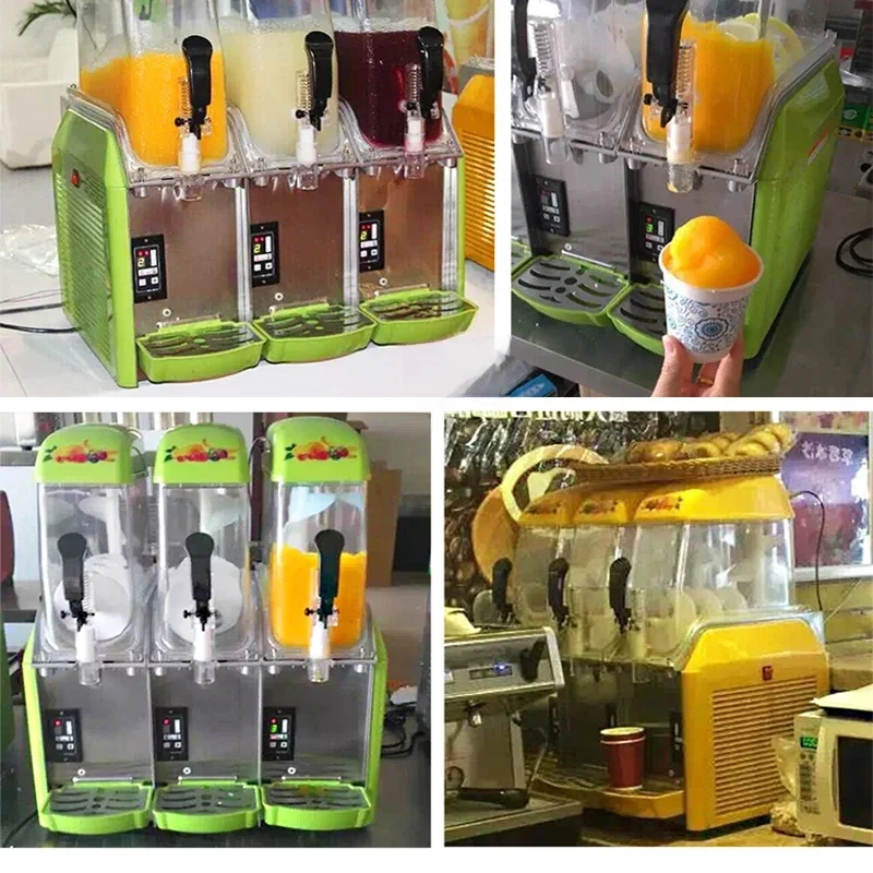 Commercial Slushy Machine Double Tank Electric Automatic Slush Maker Machine Frozen Drink Snow Melting Machine 1500W