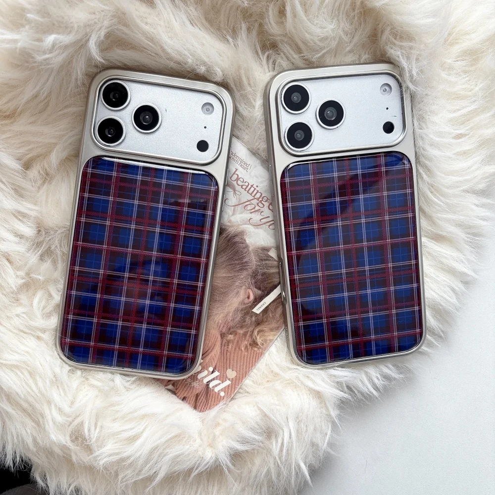 

Fashion simple plaid holder phone case for 17 16 ProMax14 15Pro protective case new shockproof protective cover for 14 15 Fundas