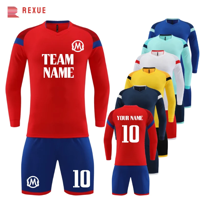 Men\'s Adult Soccer Goalkeeper Jersey Professional Goalie Uniform Football Long Sleeve Kit Set 2023 Customized Children Maillot