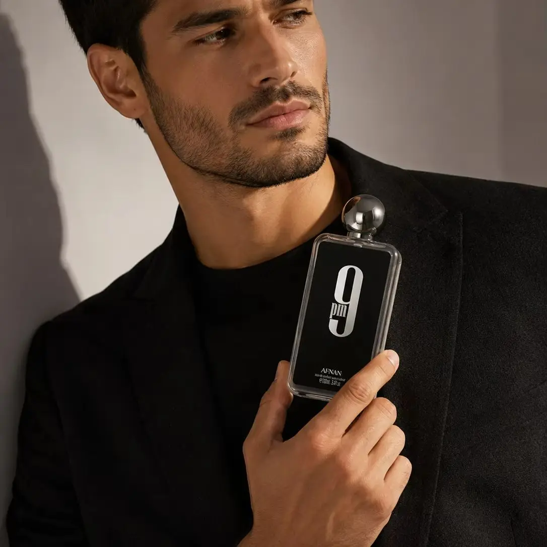 Afnan 9 PM Men Eau De Parfum Transparent Square Bottle Silver Round Cap Luxury Arabian Woody Scent Long Lasting Fragrance 100ml Mens Cologne Perfume Gift Set For Male view 8