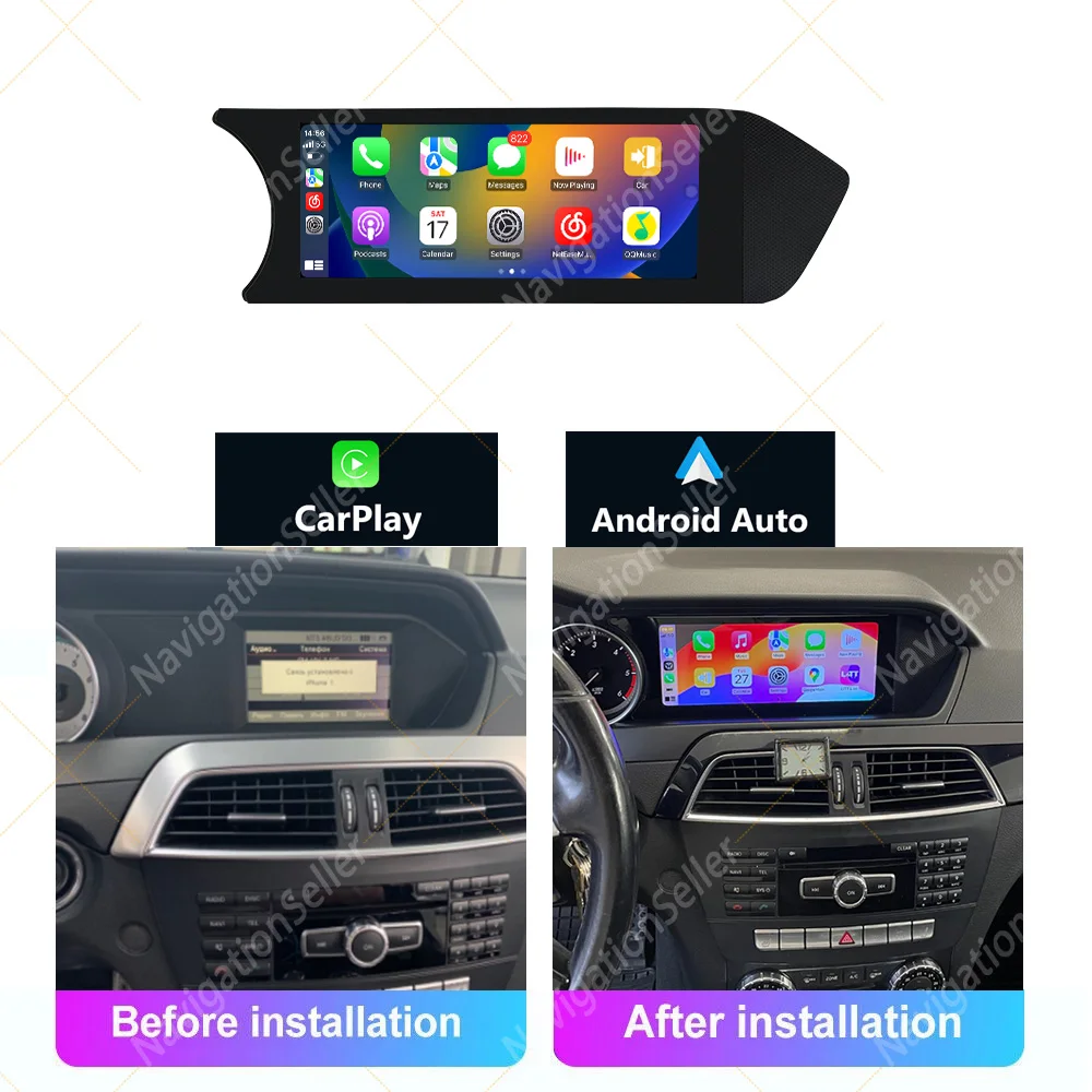 

Android Radio Touch Screen For Mercedes Benz C Class W204 2011 2012 2013 2014 NTG4.5 4.7 Car Stereo Wireless CarPlay Auto Wifi