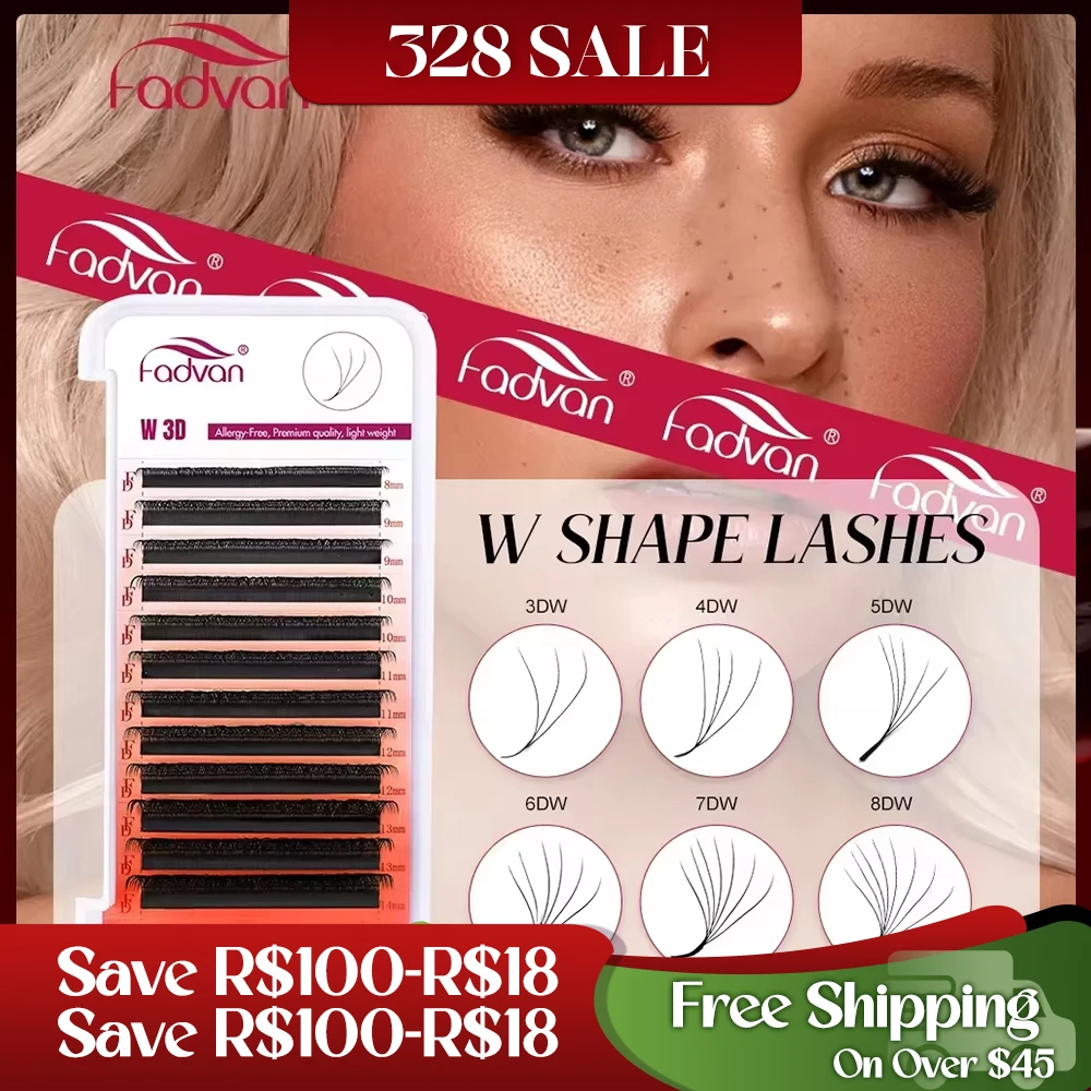 FADVAN 3D/4D/5D/6D/7D/8D W-förmige Wimpernverlängerung C D Curl Natürliche Nerz Wimpern Vorgefertigte Volumenfächer Falsche Wimpern Make-up-Zubehör