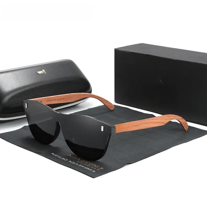 AliExpress KINGSEVEN Women's Glasses Natural Bubinga Wooden Sunglasses Men Polarized Fashion Sun Glasses Elegant Handmade Original Wood