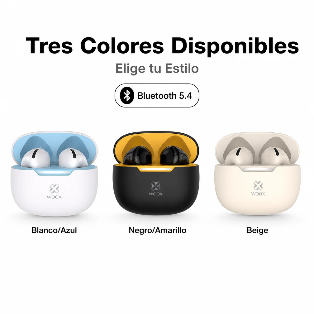 Auricolari TWS Bluetooth 5.4 | 4-5 ore di riproduzione | Touchscreen | Cancellazione del rumore Woox Mx0053