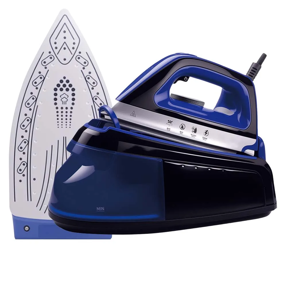 Plancha de Vapor de 2400W con Tanque de 1L y Suela de Cerámica, Planchado Vertical de 40-60g/min, 360° °   Cable Giratorio para Uso Doméstico/Hotelero
