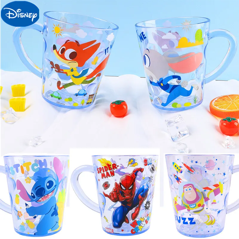 New Anime Disney Theme Stitch Zootopia Children's Saliva Cup Water Drink Anti Fall Home Mickey Frozen Milk Cup Baby Kid Toy Gift