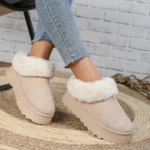 Outono e inverno quente mais veludo e engrossado deslizamento em sapatos de algodão feminino sola grossa dedo do pé redondo camurça botas de neve femininas 10 principais vendas botas feminina plus size - №8