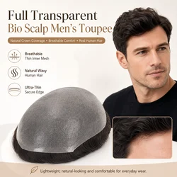 Beeos Bio 6 inches 0.04-0.06mm Super Thin Skin Men Toupee Human Hair System Men Replacement Systems Hair Piece Human Hair
