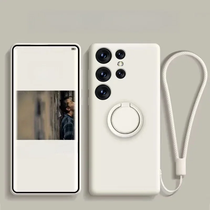 Magnetyczne silikonowe etui na telefon Samsung Galaxy S24 FE S25 S23 S22 Plus S26 Ultra A37 A17 A06 A16 A26 A36 A56 z pierścieniem i paskiem — zdjęcie 2