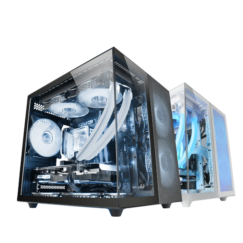 Mars Gaming MC-NOVAM, compact box Custom MicroATX, double window continuous tempered glass, double camera Modular structure, front grille, support liquid cooling, USB-C connector, black or white PC box