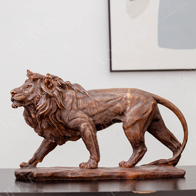 Bronze Lion Statue Bronze Lion Sculpture Bronze Gold Fierce Wild Animals Figurines For Home Decor Ornament Luxurious Gifts