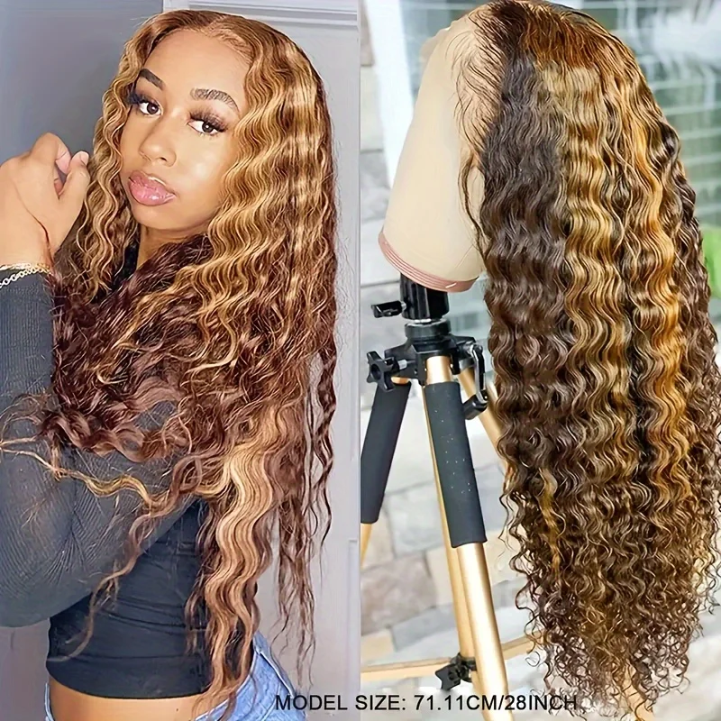 Highlight Wig Human Hair Water Wave Lace Front Wig 13x6 Hd Lace Frontal Wig P427 Colored Hair Wigs 38 Inch Long Loose Deep Wig