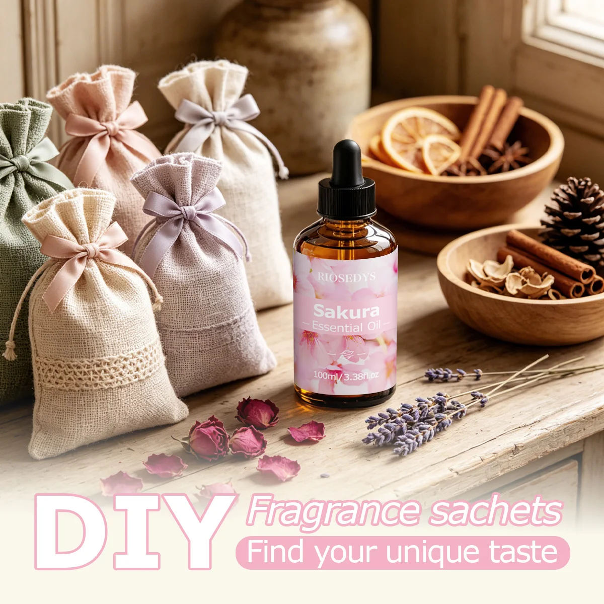SAKURA Essential Oil, Fresh Floral Fragrance Oil for Diffusers, DIY Crafts & Aromatherapy, Soft and Delicate Aroma