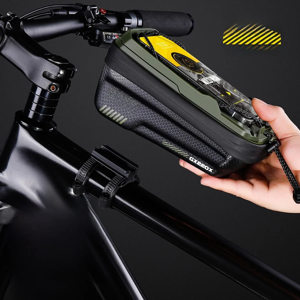 AliExpress WILD MAN GX220X Mountain Bike EVA Hard Shell Front Handlebar Bag with Quick-Release Bracket on the Top Tube for Crossbar