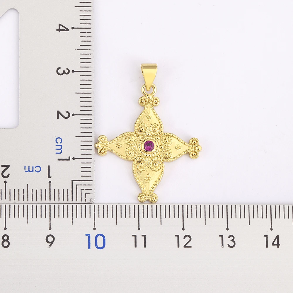 Nidin Aesthetic Lucky Evil Eye Rose Red Zircon Charm Pendant Necklace For Women Girls Boys Chain Link Jewelry Birthday Gifts