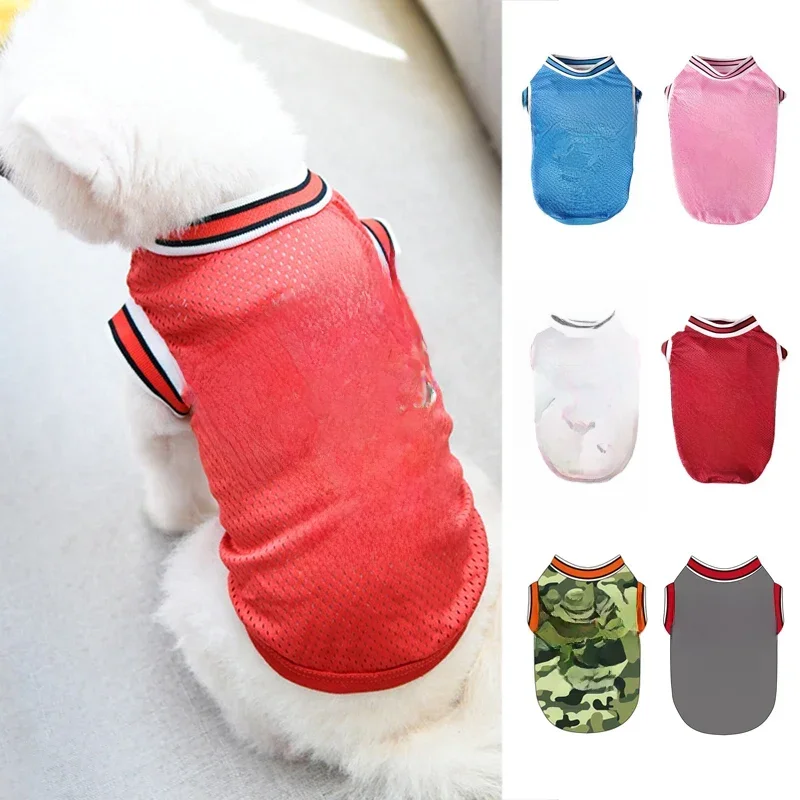 Vêtements d'été en maille respirante pour animaux de compagnie, maillot de sport pour chien, vêtements de basket-ball, t-shirt pour chiot, chemises pour chat, petits et grands chiens