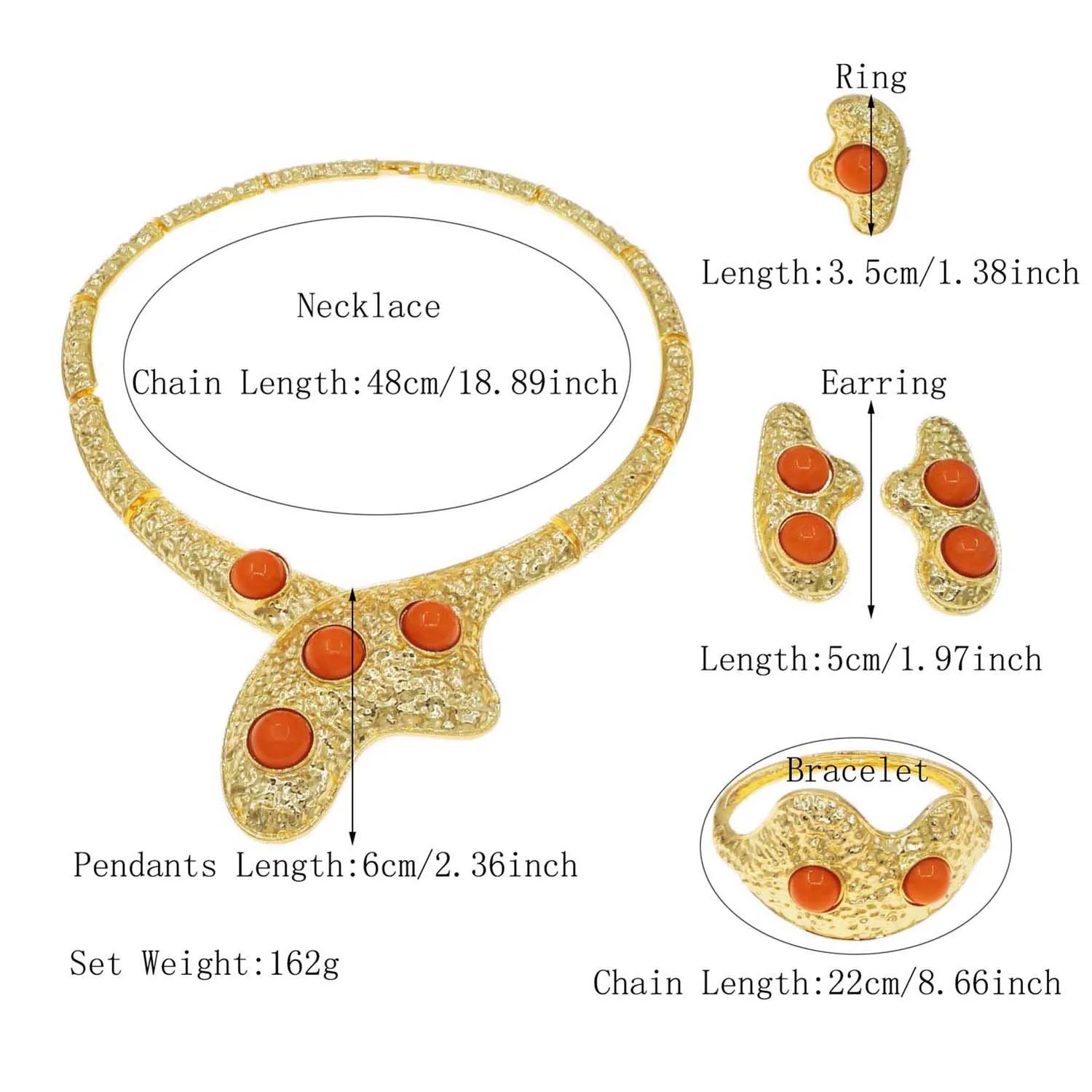 Jewelry Sets For Women Italian Gold Plated Wedding Necklace Earrings Ring Fashion Dubai Gold Color Party Necklace