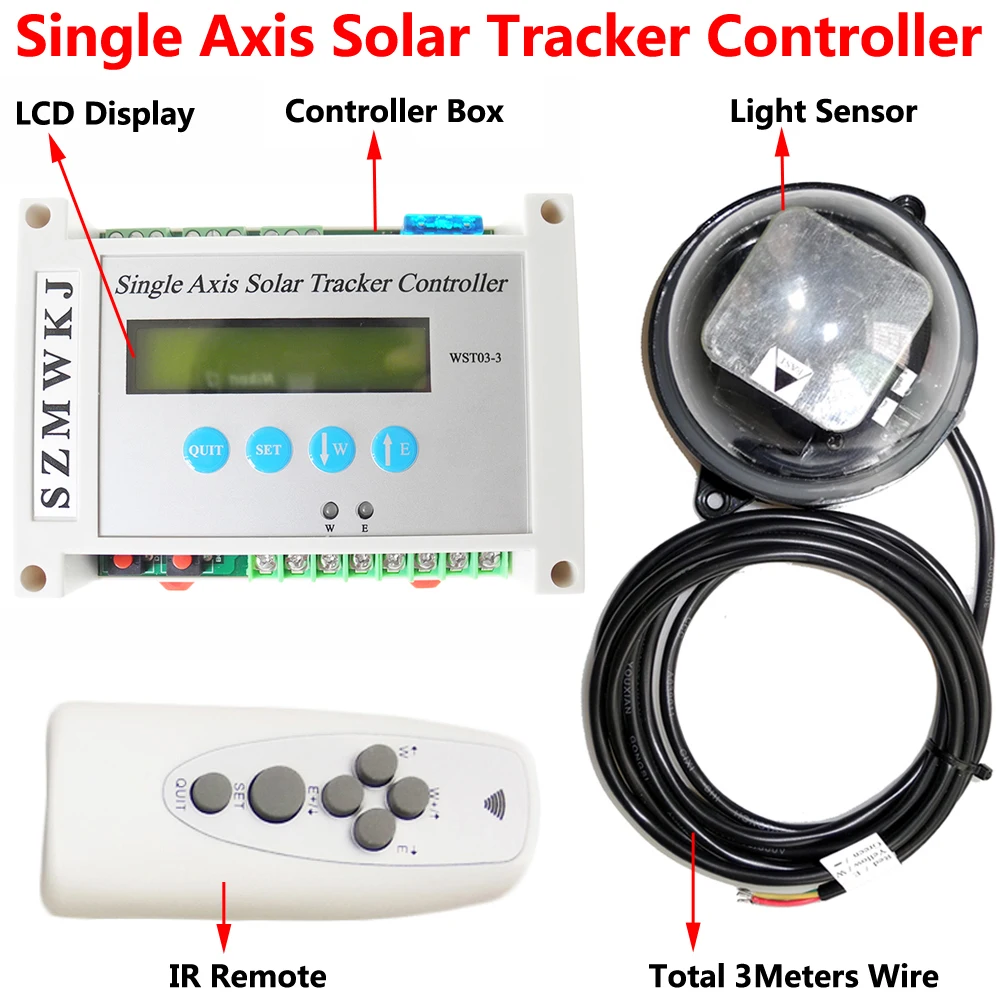 Automatic Tracking Single/Dual Axis LCD Solar Tracker Controller + 40A Relay Extension Module 2-Channel 4-Way Relay Controller