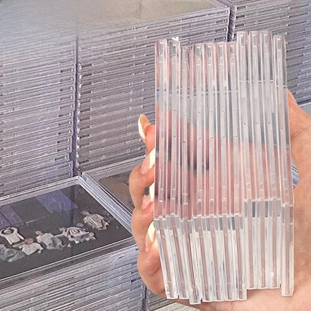 Porte-carte en acrylique transparent, Type Snap, pour jeux, sport, carte à collectionner, vitrine, Kpop Idol, Photo, manches de protection, non magnétiques