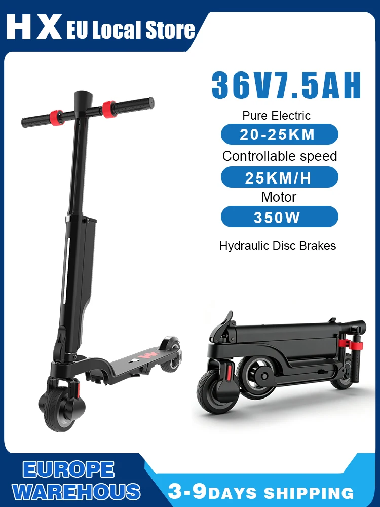 HX X6 350W 25km/h 36V 7,5Ah Elektroroller mit Scheibenbremse 5,5'' Täglicher Pendler-E-Scooter mit Abnehmbarem Akku Faltbarer Rucksack-E-Scooter