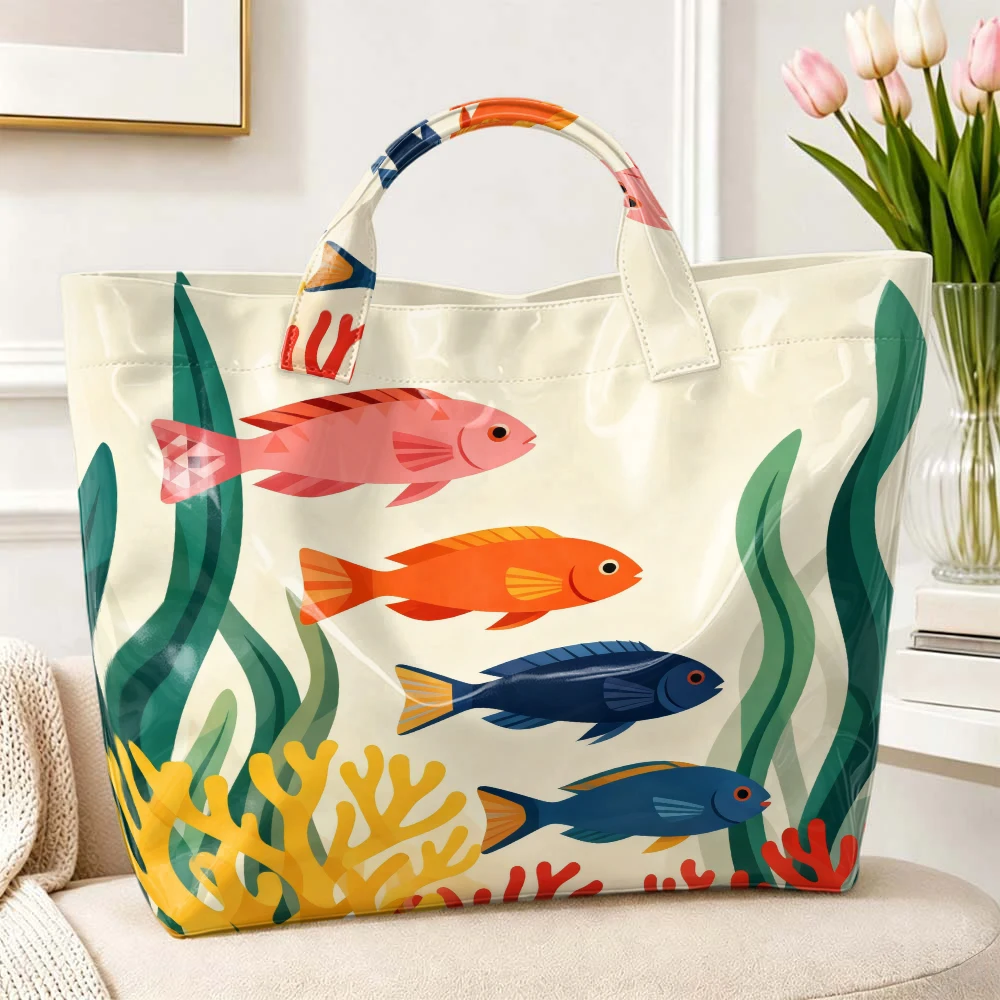 Women'S Work Bags Tote - กระเป๋าถือผู้หญิง 1 ใบ ลายปลาทะเล ปะการัง และสาหร่ายทะเล