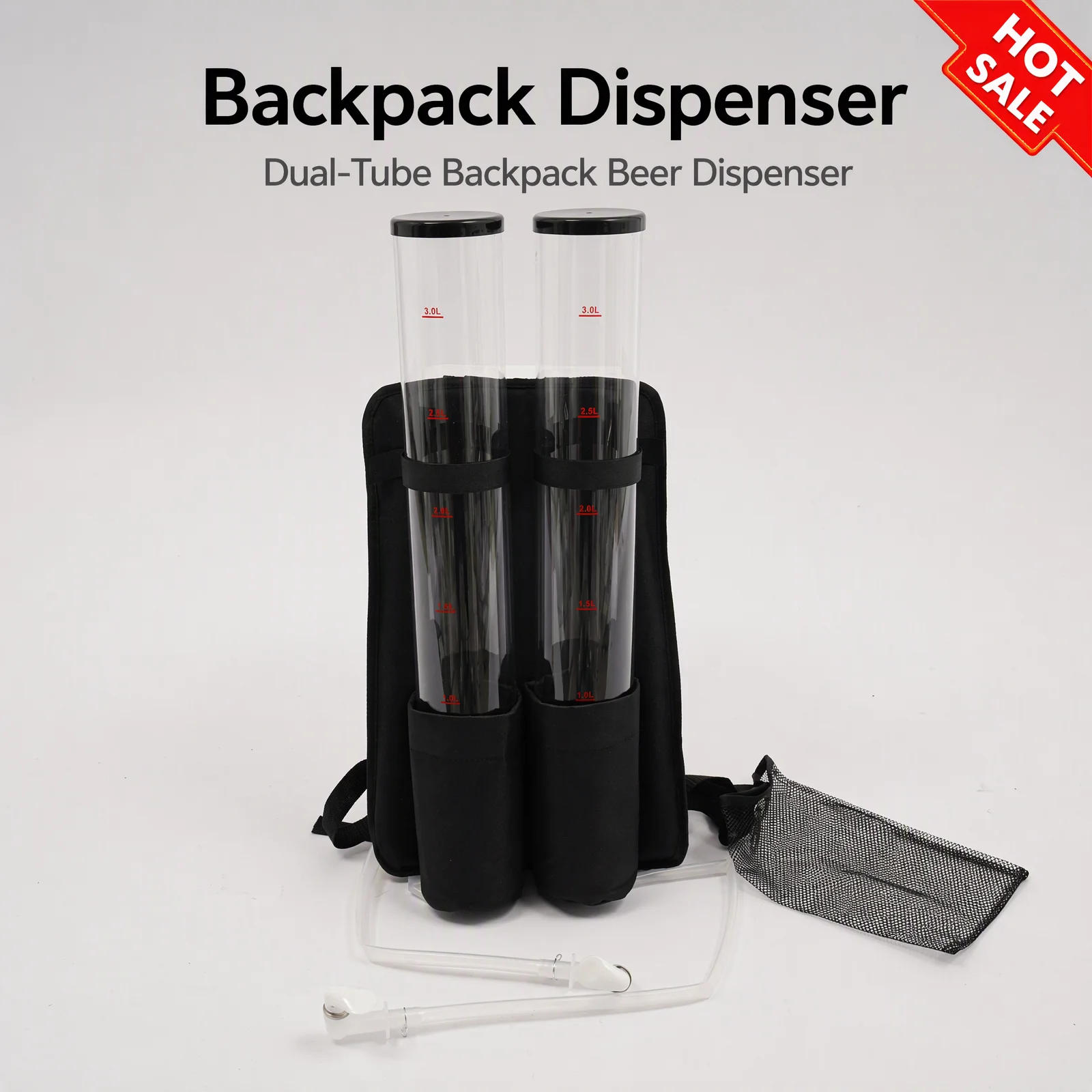 Backpack Drink Dispenser, Dual 3L Tanks, Portable Beverage Dispenser with Tap, Ideal for Wine, Beer Serving, Outdoor Picnic and Home Bar