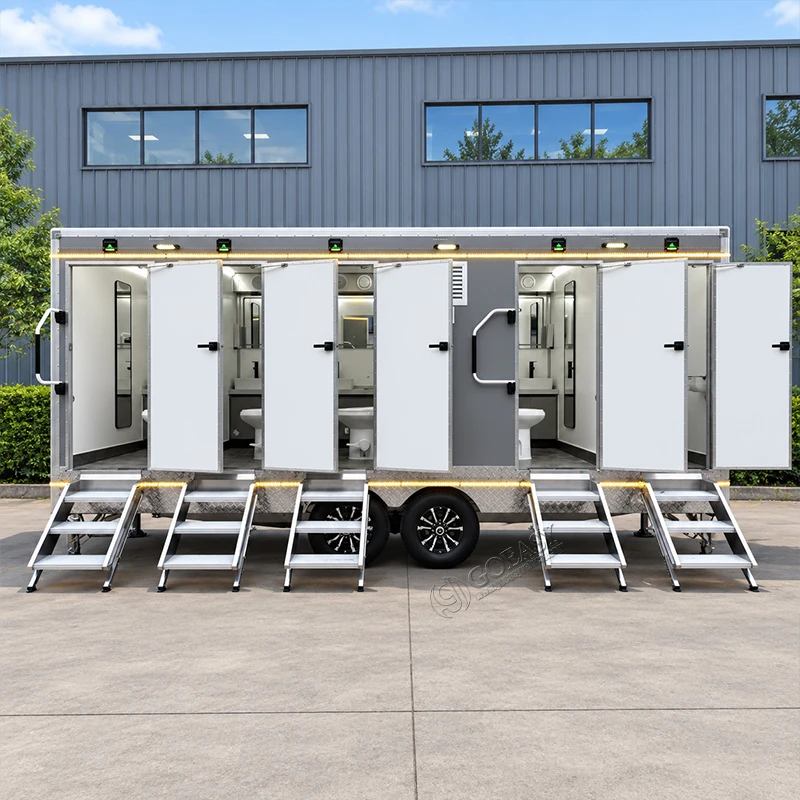 GOEASY Outdoor Luxury Mobile Portable Toilet Trailer Eco Friendly Sandwich Panel Durable Structure Outdoor Bathroom Customized